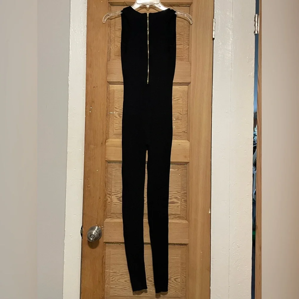 Fashion Nova Black Ribbed Zippered Jumpsuit - Picture 3 of 6